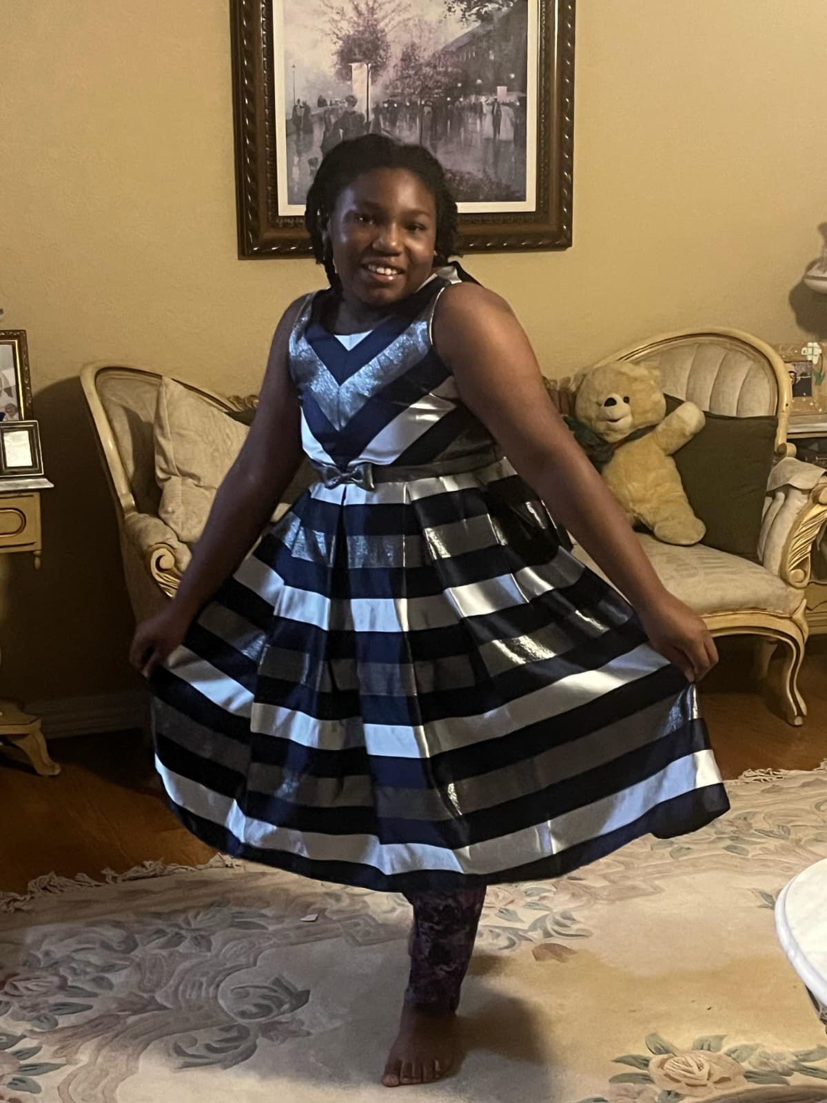 Striped dress at Grandma's